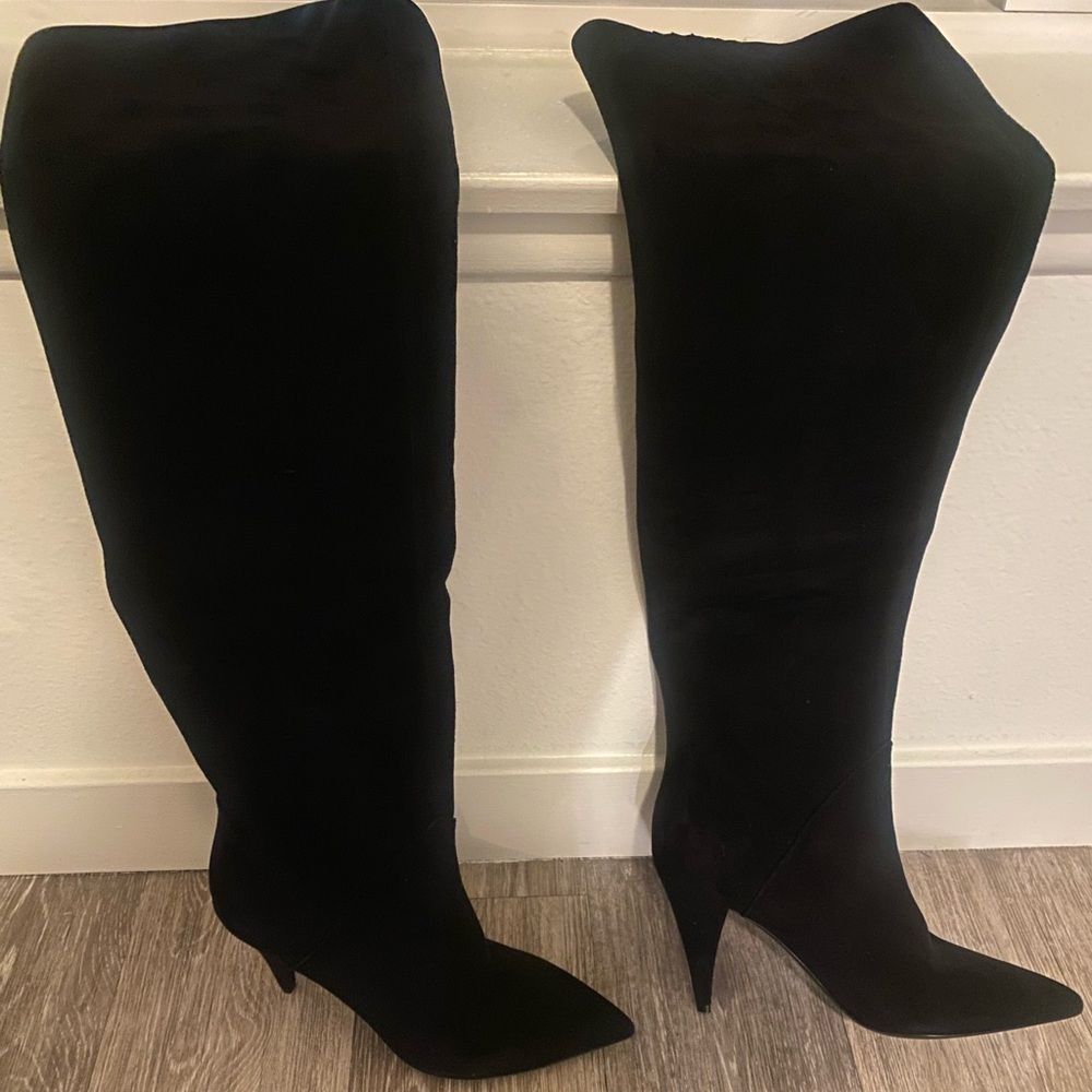 Saint Laurent Elegant Black Over the Knee Boots